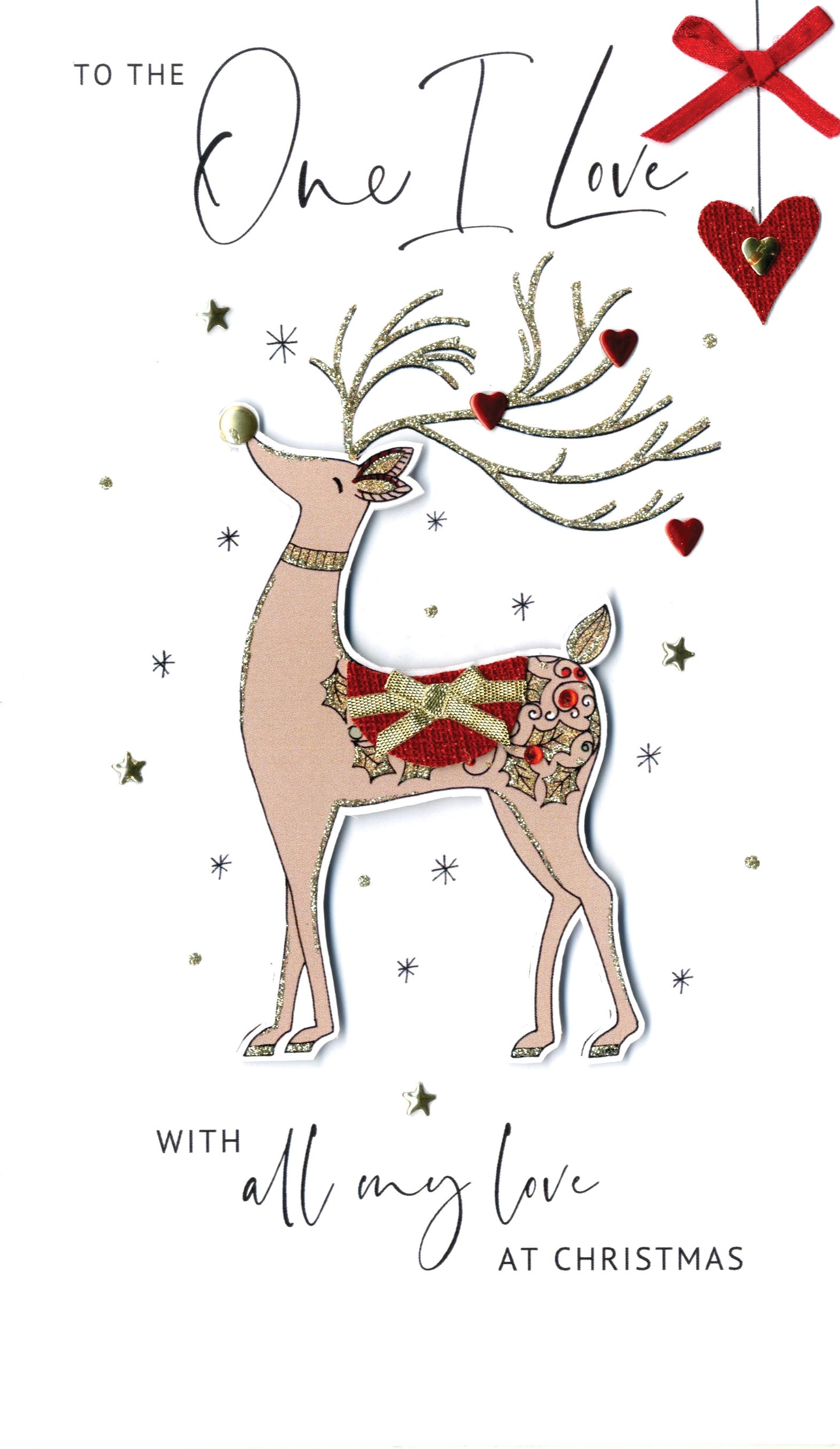 One I Love Embellished Christmas Card Hand-Finished