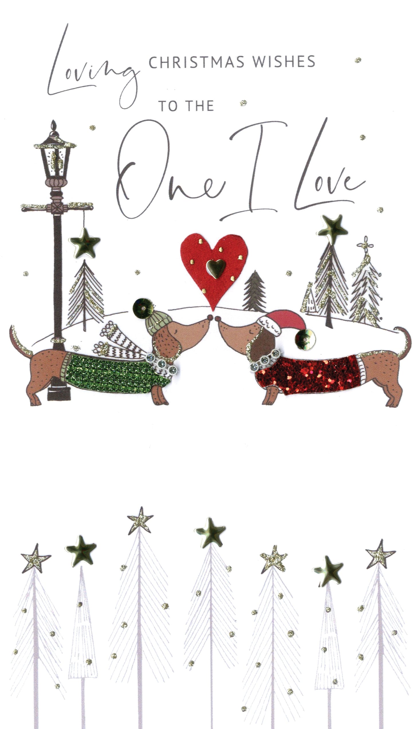 One I Love Embellished Christmas Card Hand-Finished