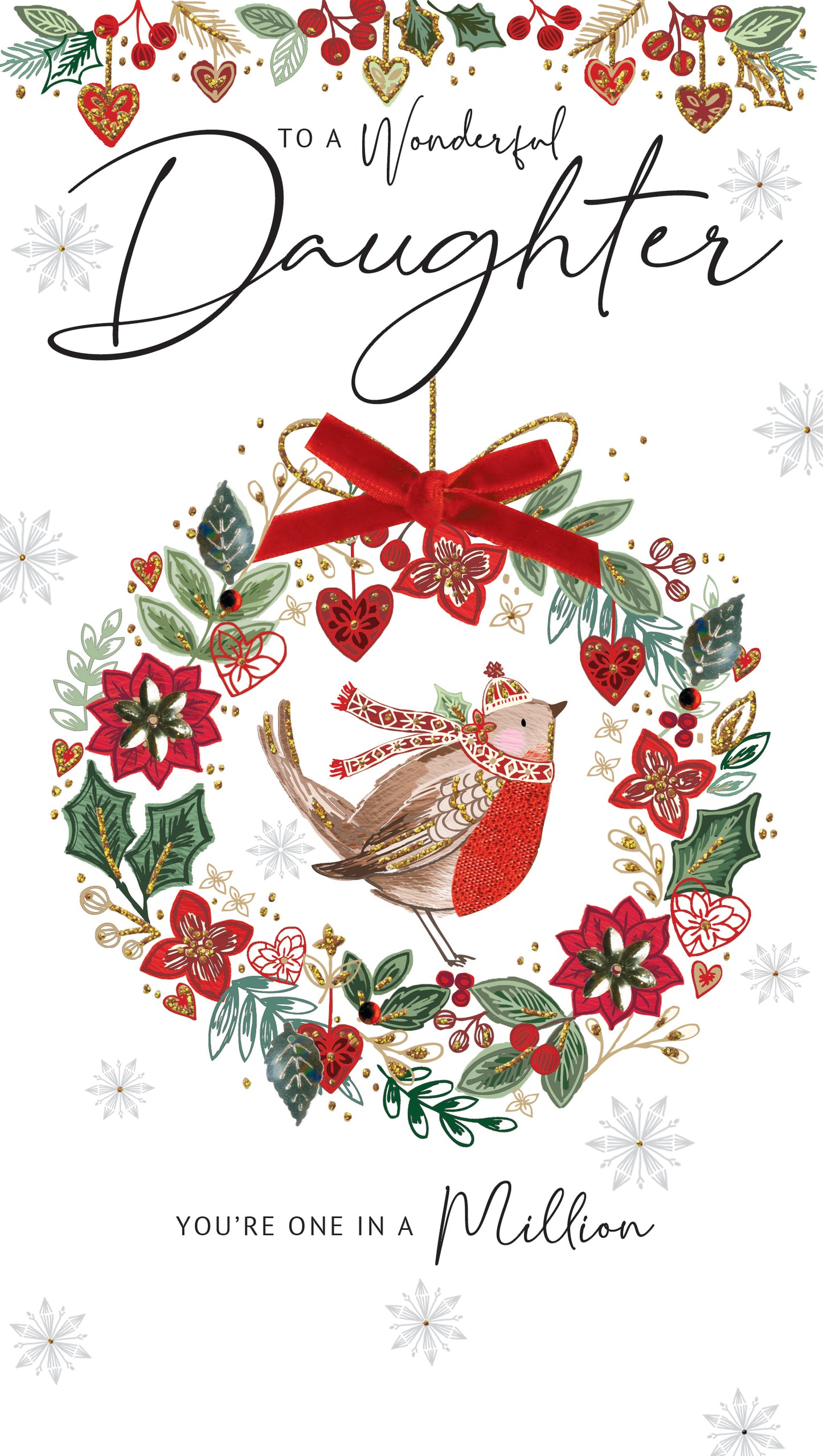 Wonderful Daughter Embellished Christmas Card Hand-Finished