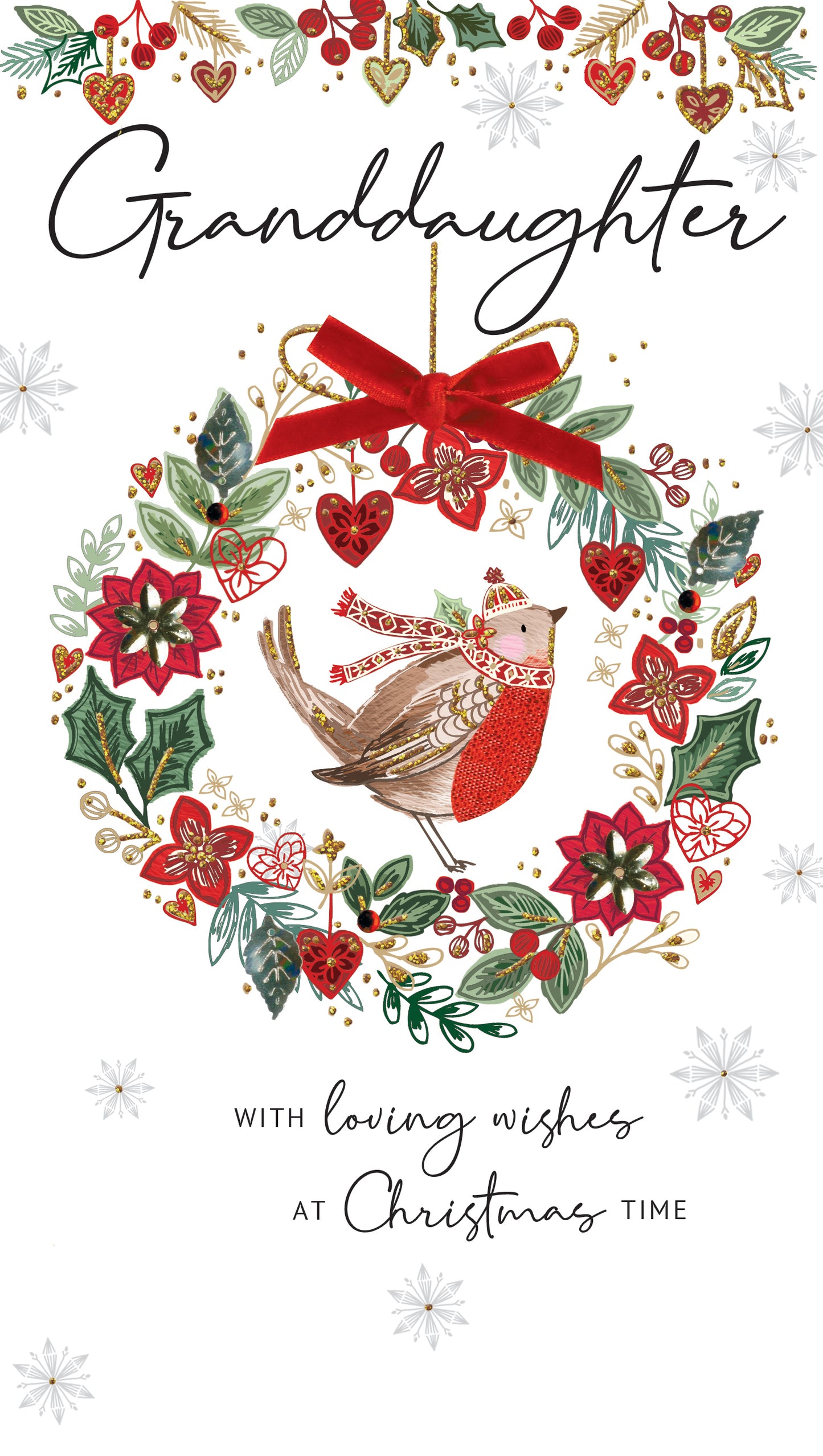 Granddaughter Embellished Christmas Card Hand-Finished