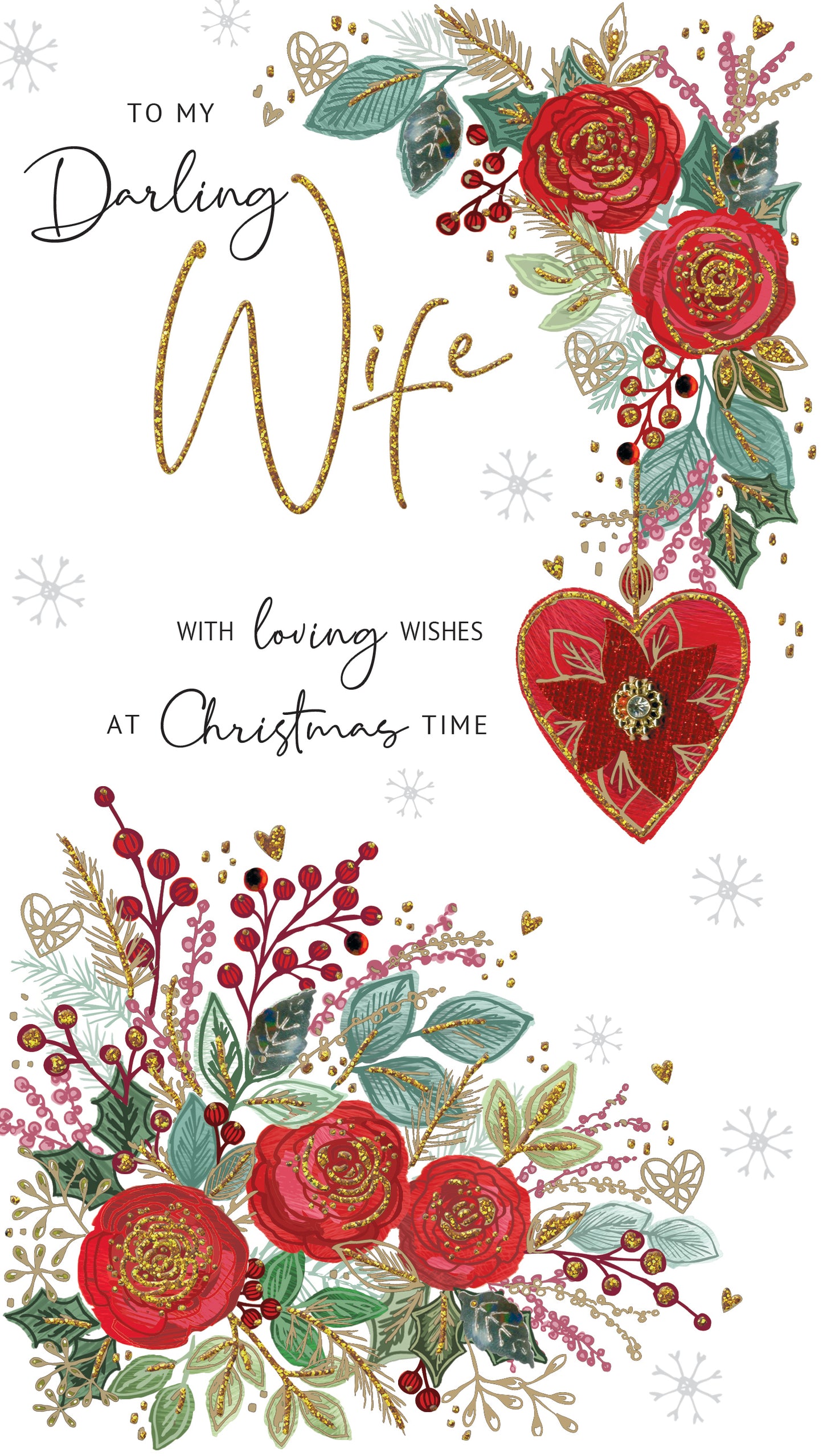 To My Darling Wife Embellished Christmas Card Hand-Finished