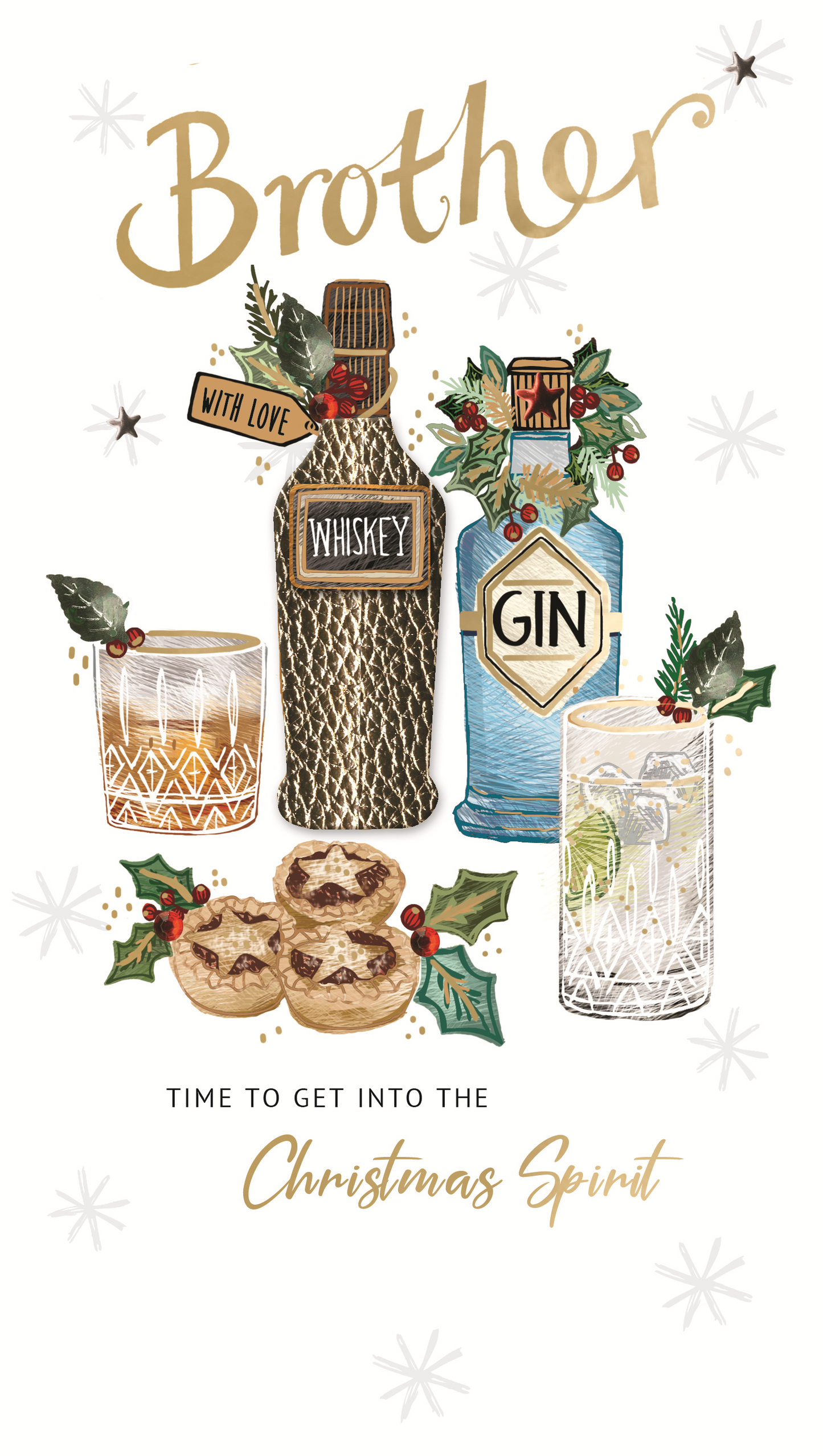 Brother Festive Tipple Embellished Christmas Card Hand-Finished