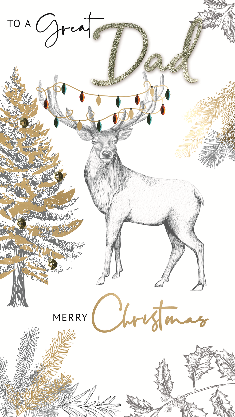 To A Great Dad Stag Embellished Christmas Card Hand-Finished