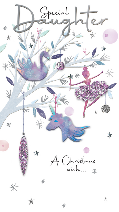 Special Daughter Ballet Embellished Christmas Card Hand-Finished