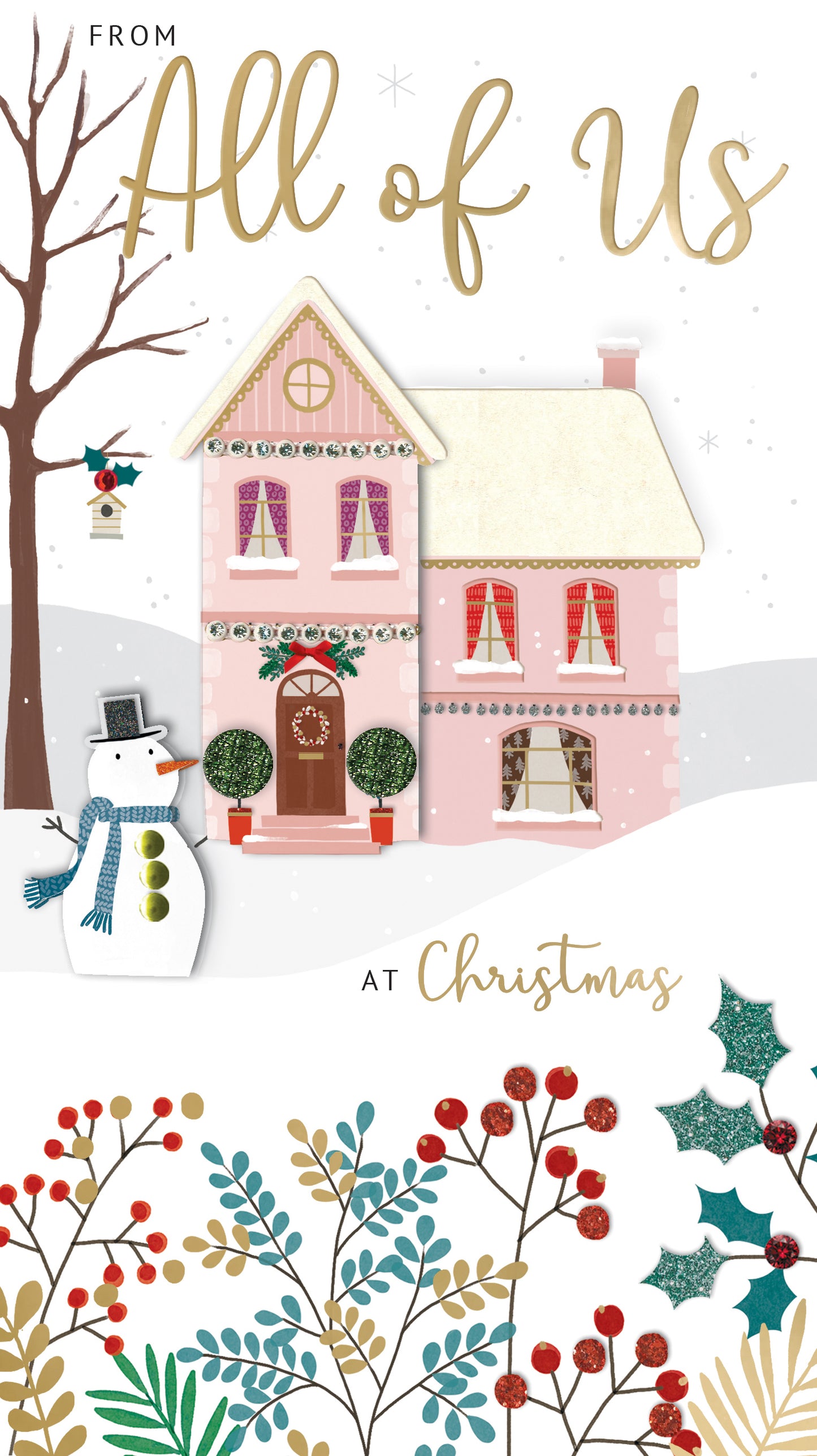 From All Of Us House Embellished Christmas Card Hand-Finished