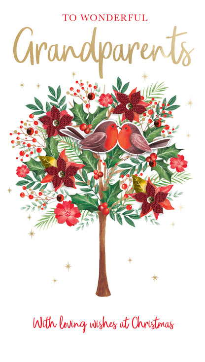 Wonderful Grandparents Embellished Christmas Card Hand-Finished