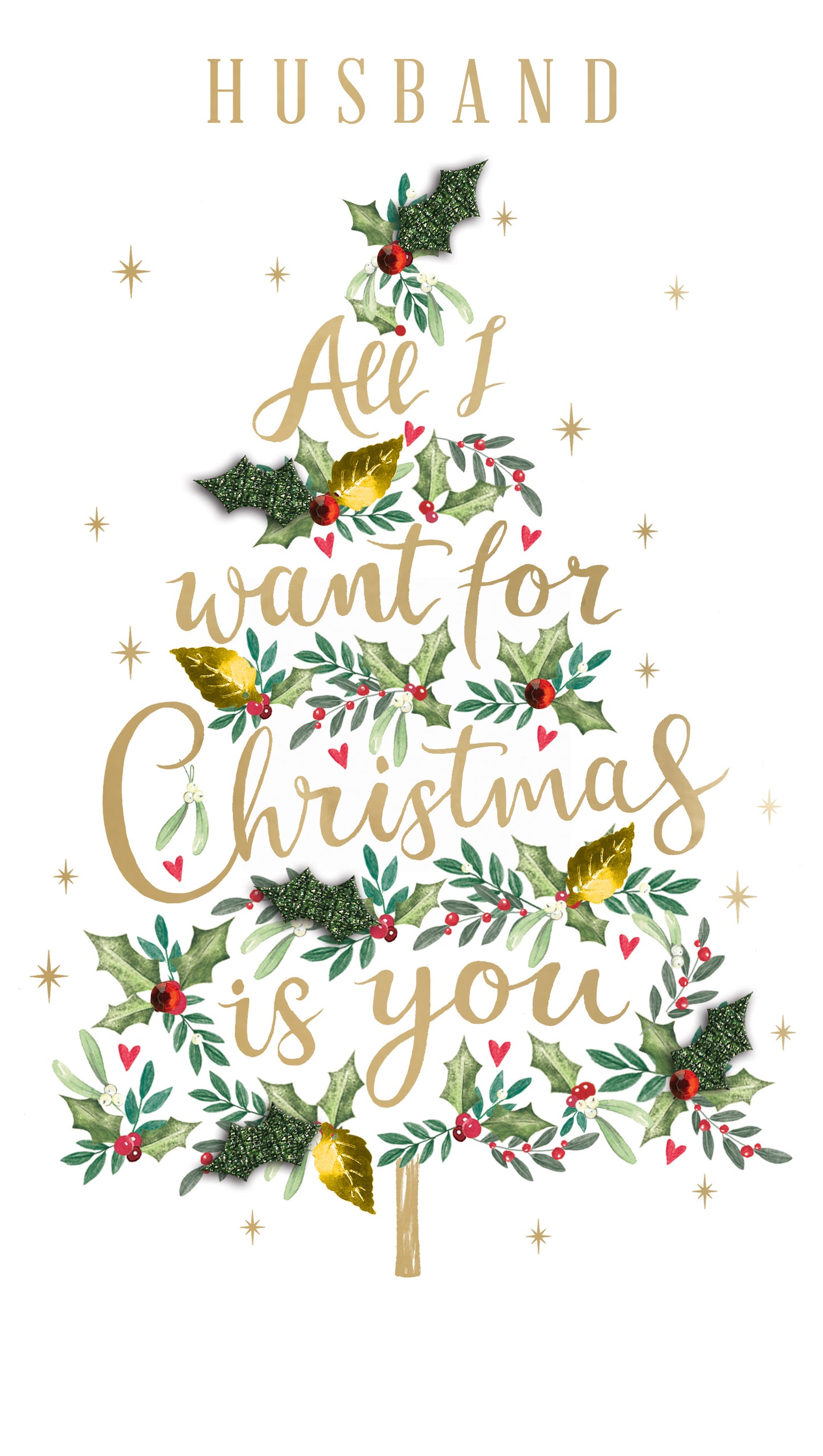 husband all i want is you embellished christmas card hand-finished