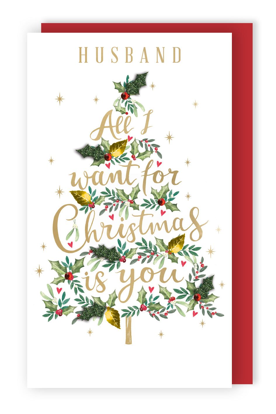 Husband All I Want Is You Embellished Christmas Card Hand-Finished