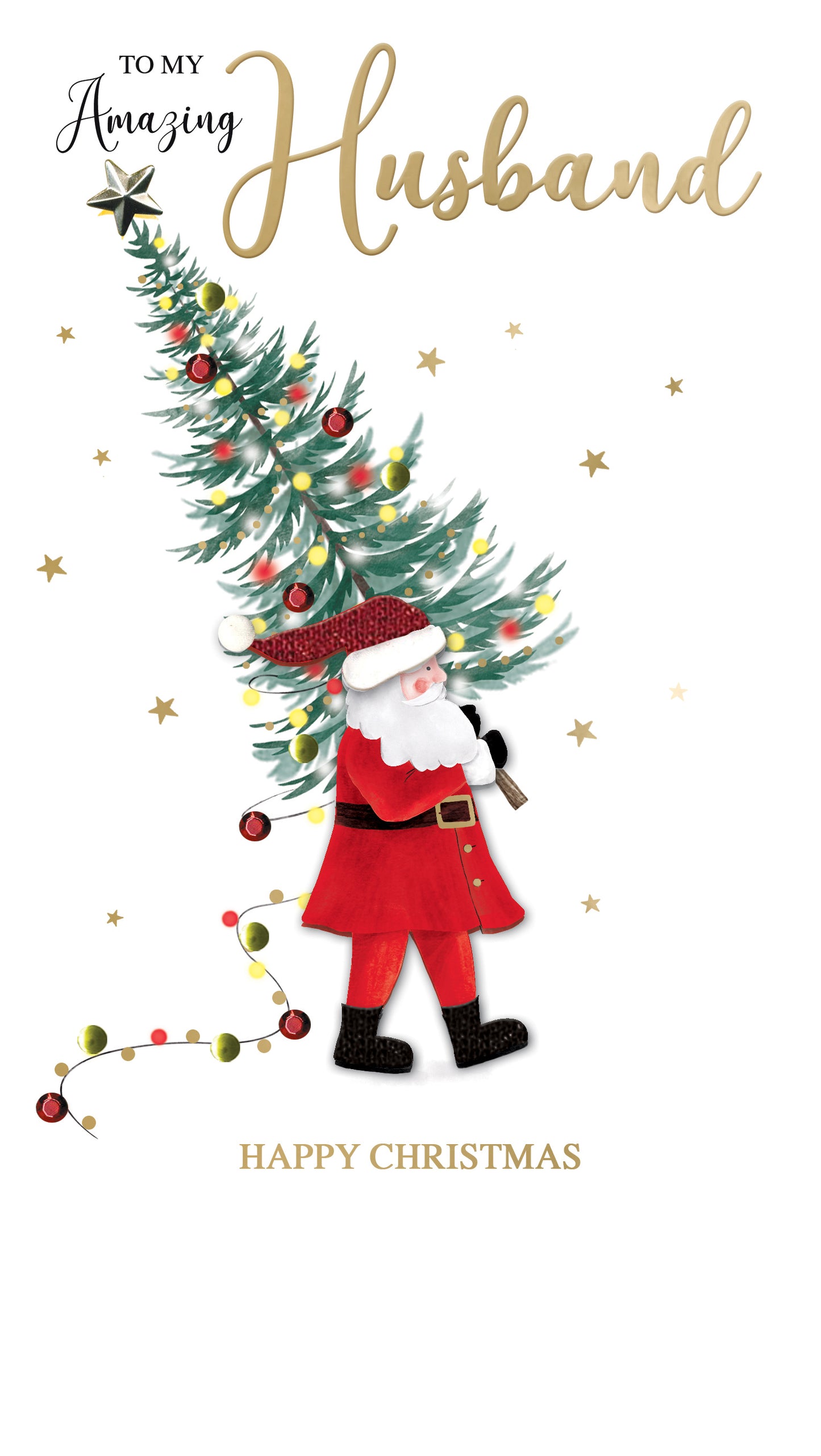 Amazing Husband Santa Embellished Christmas Card Hand-Finished