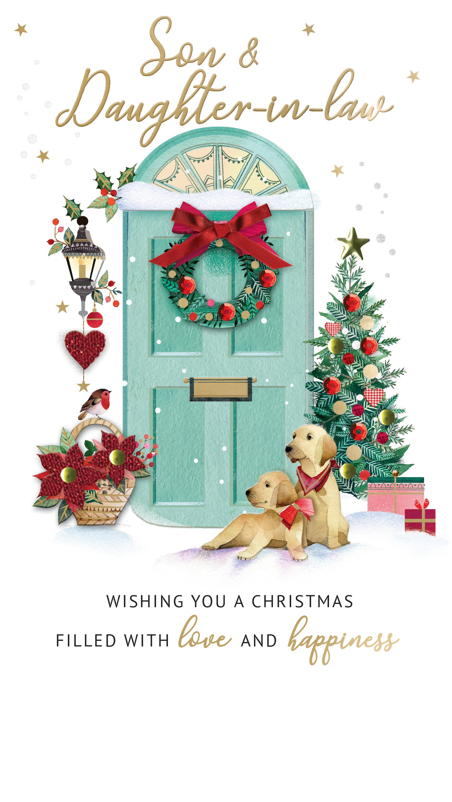 Son & Daughter-In-Law Embellished Christmas Card Hand-Finished