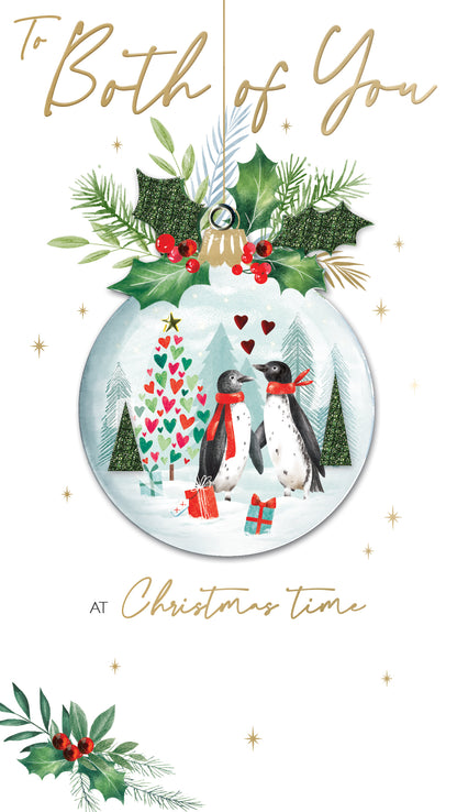 Both Of You Baubles Embellished Christmas Card Hand-Finished