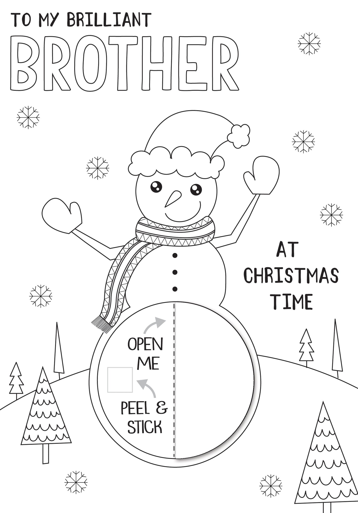 Brilliant Brother Colour-Me-In Christmas Greeting Card