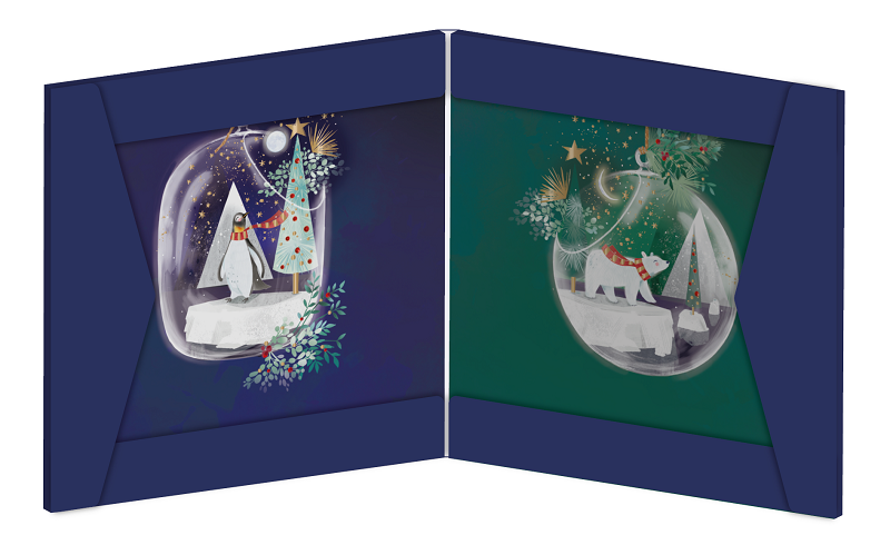 Box of 8 Winter Baubles Curious Inksmith Christmas Cards