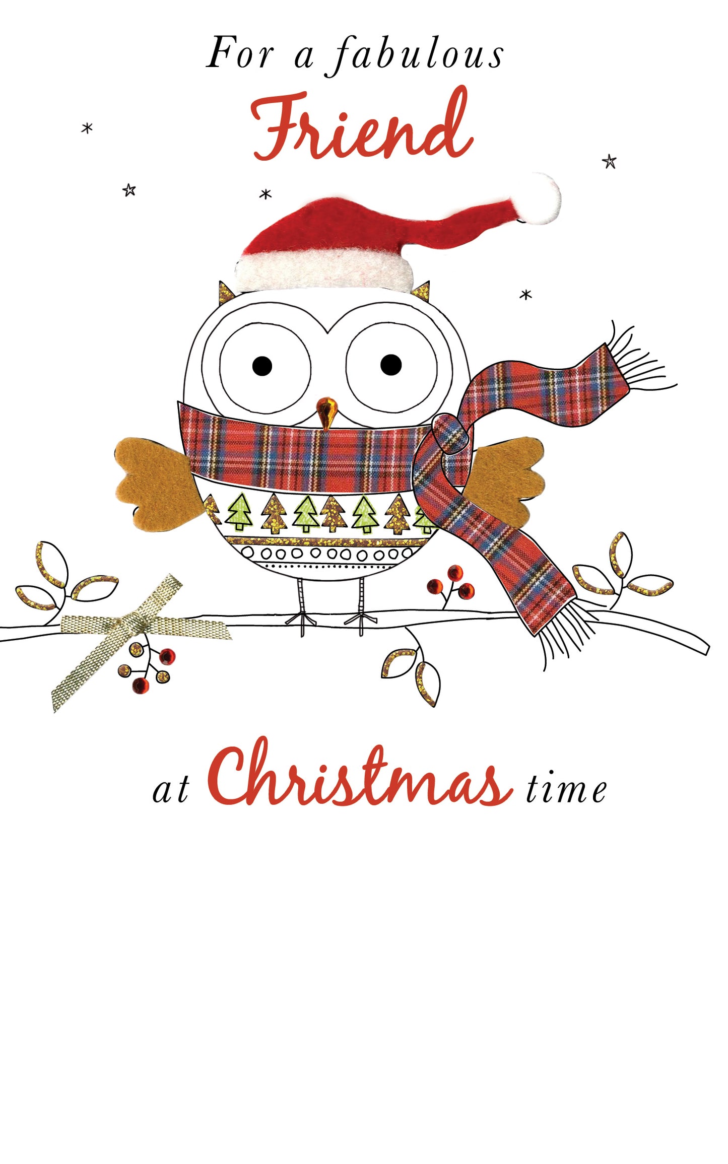 Hand-Finished Fabulous Friend Christmas Greeting Card