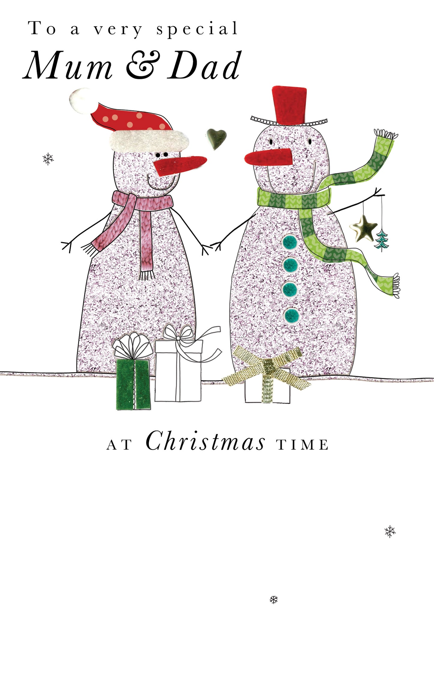 Hand-Finished Special Mum & Dad Christmas Greeting Card