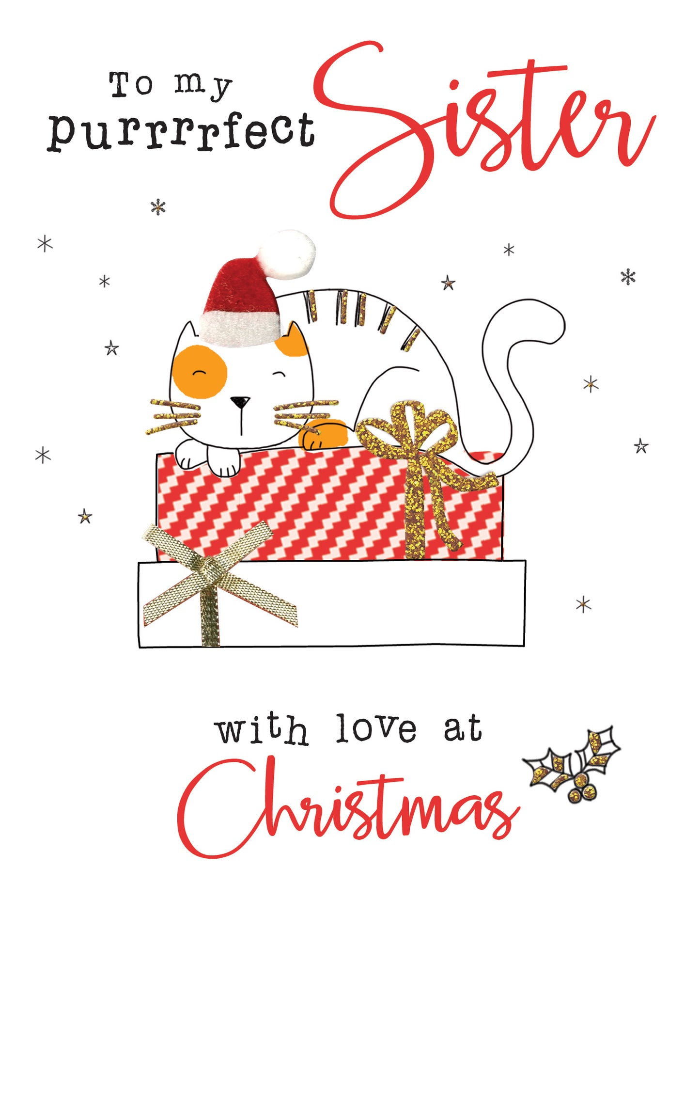 Hand-Finished Purrfect Sister Christmas Greeting Card