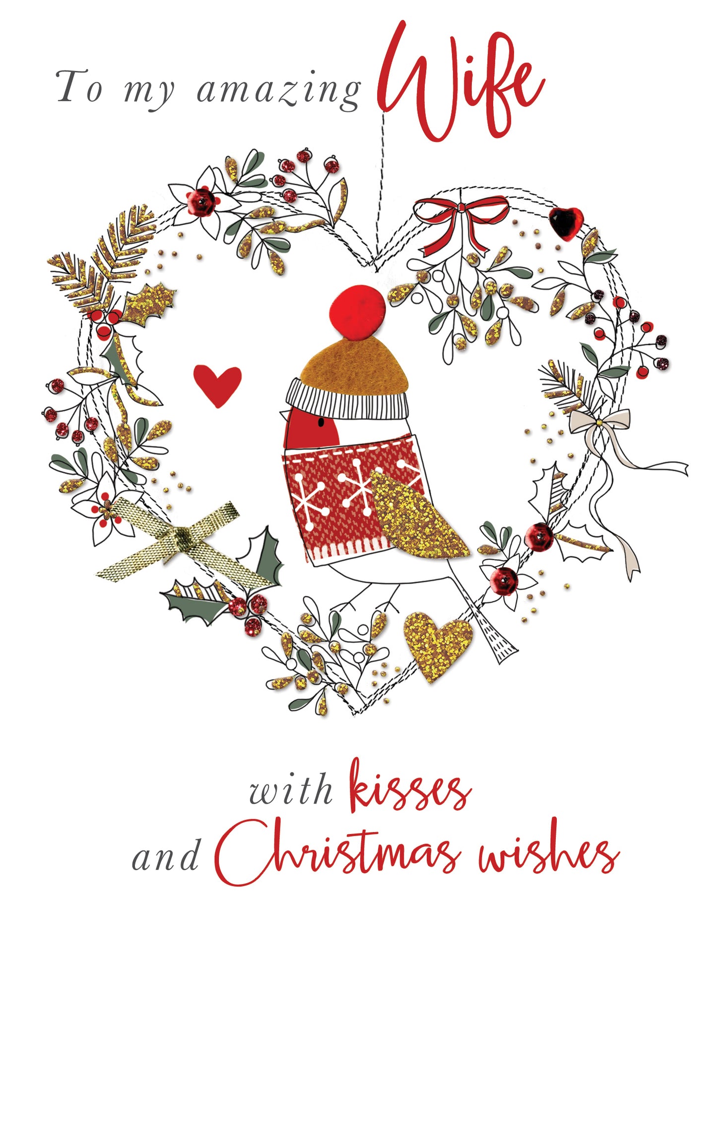 Hand-Finished Amazing Wife Christmas Greeting Card