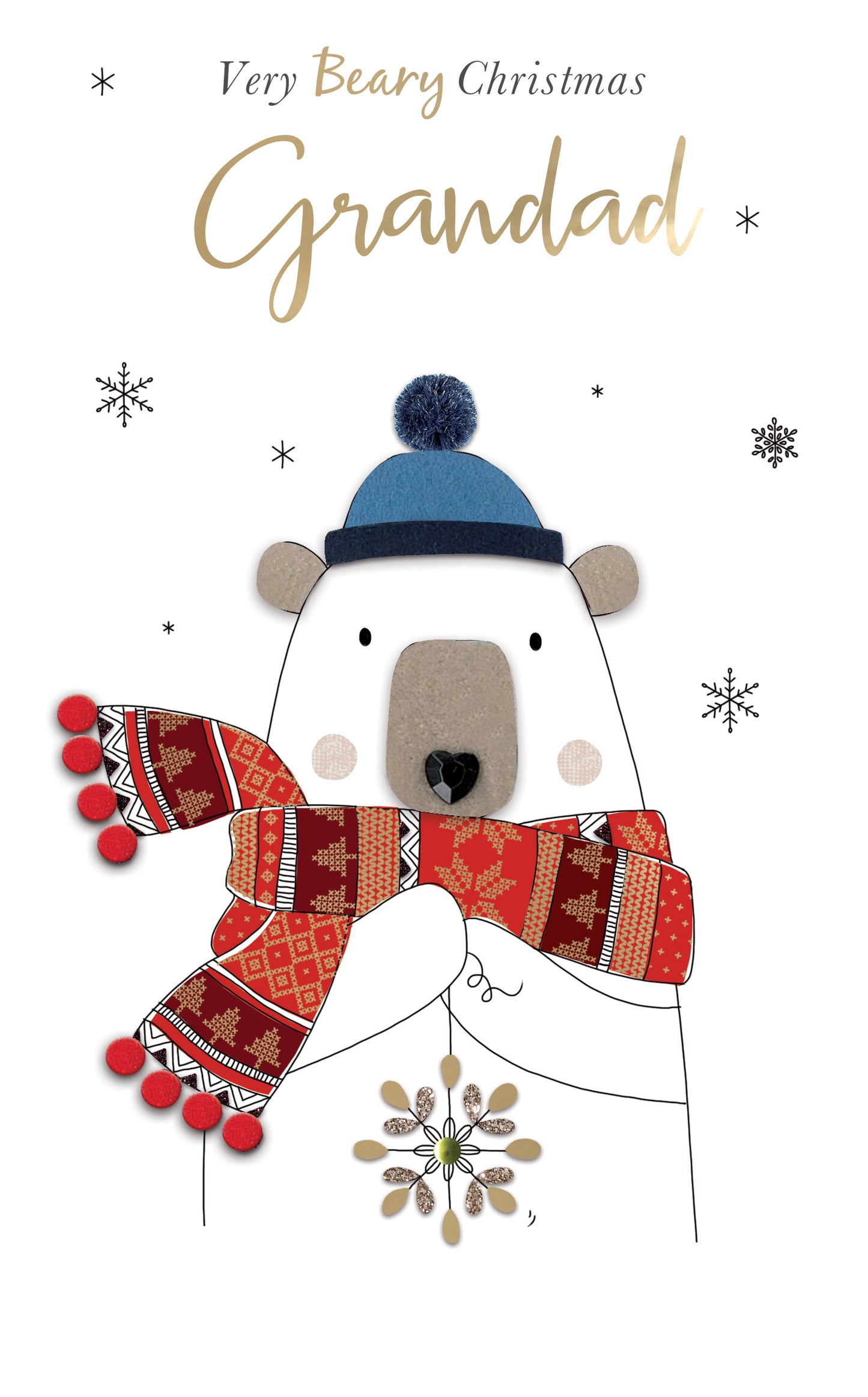 Very Beary Christmas Grandad Embellished Christmas Card