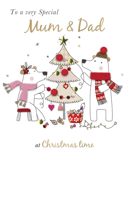 Special Mum & Dad Xmas Tree Embellished Christmas Card
