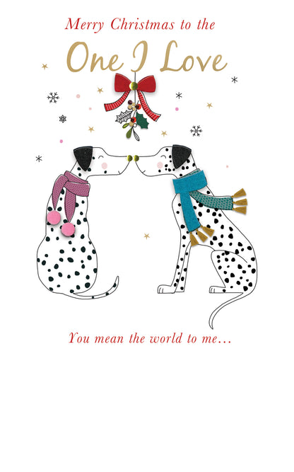 One I Love Cute Dalmatians Embellished Christmas Card