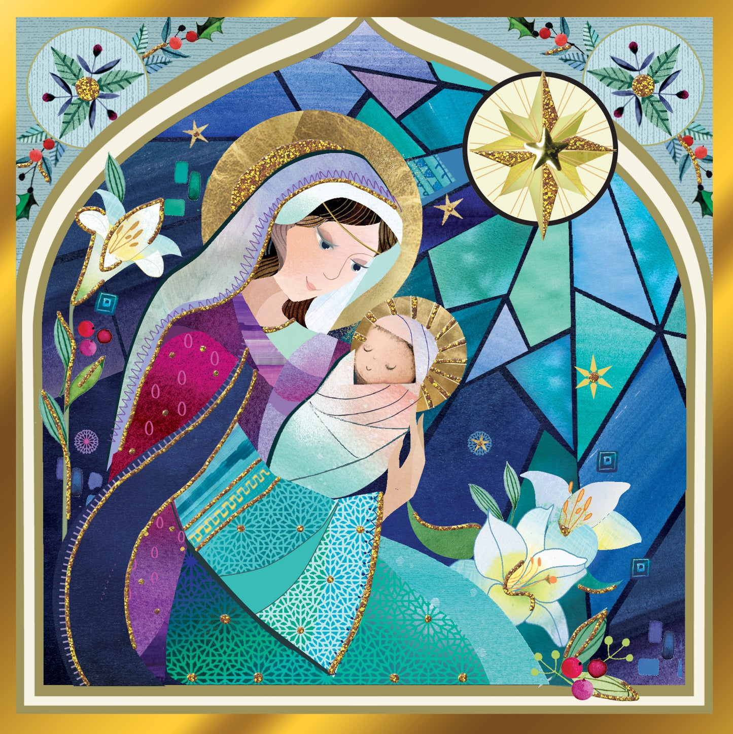 Mary & Child Luxury Hand-Finished Christmas Greeting Card