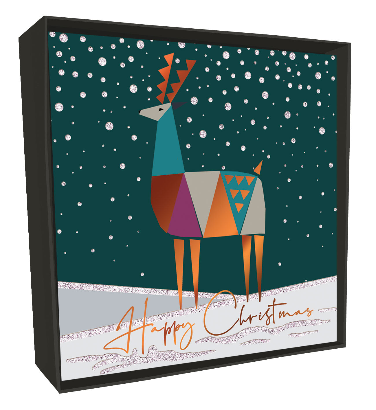 Box of 6 Reindeer Snowfall Luxury Hand-Finished Christmas Cards