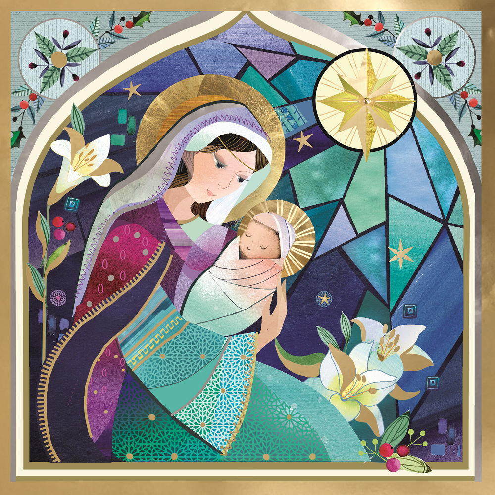 Madonna & Child Luxury Hand-Finished Christmas Card