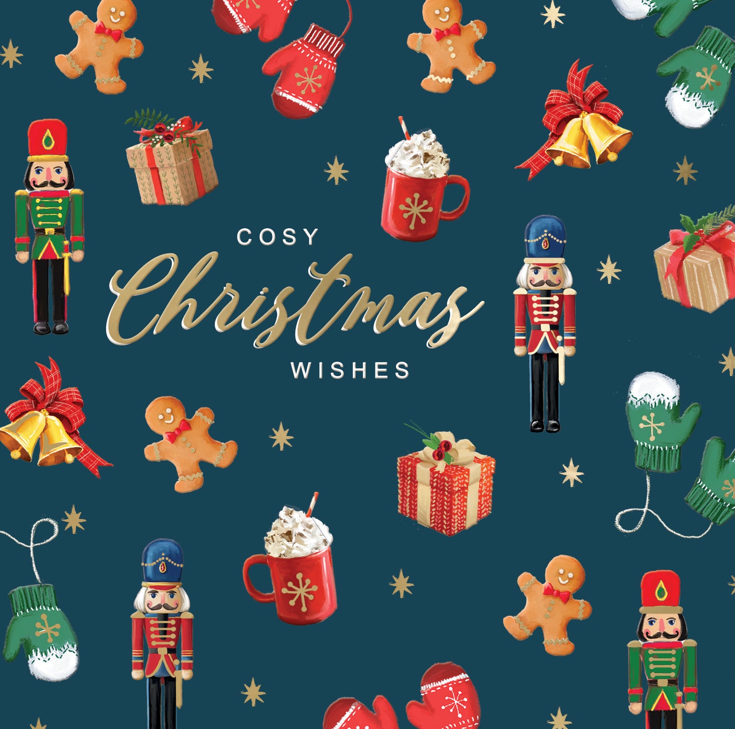 Cosy Christmas Wishes Luxury Hand-Finished Foiled Christmas Card