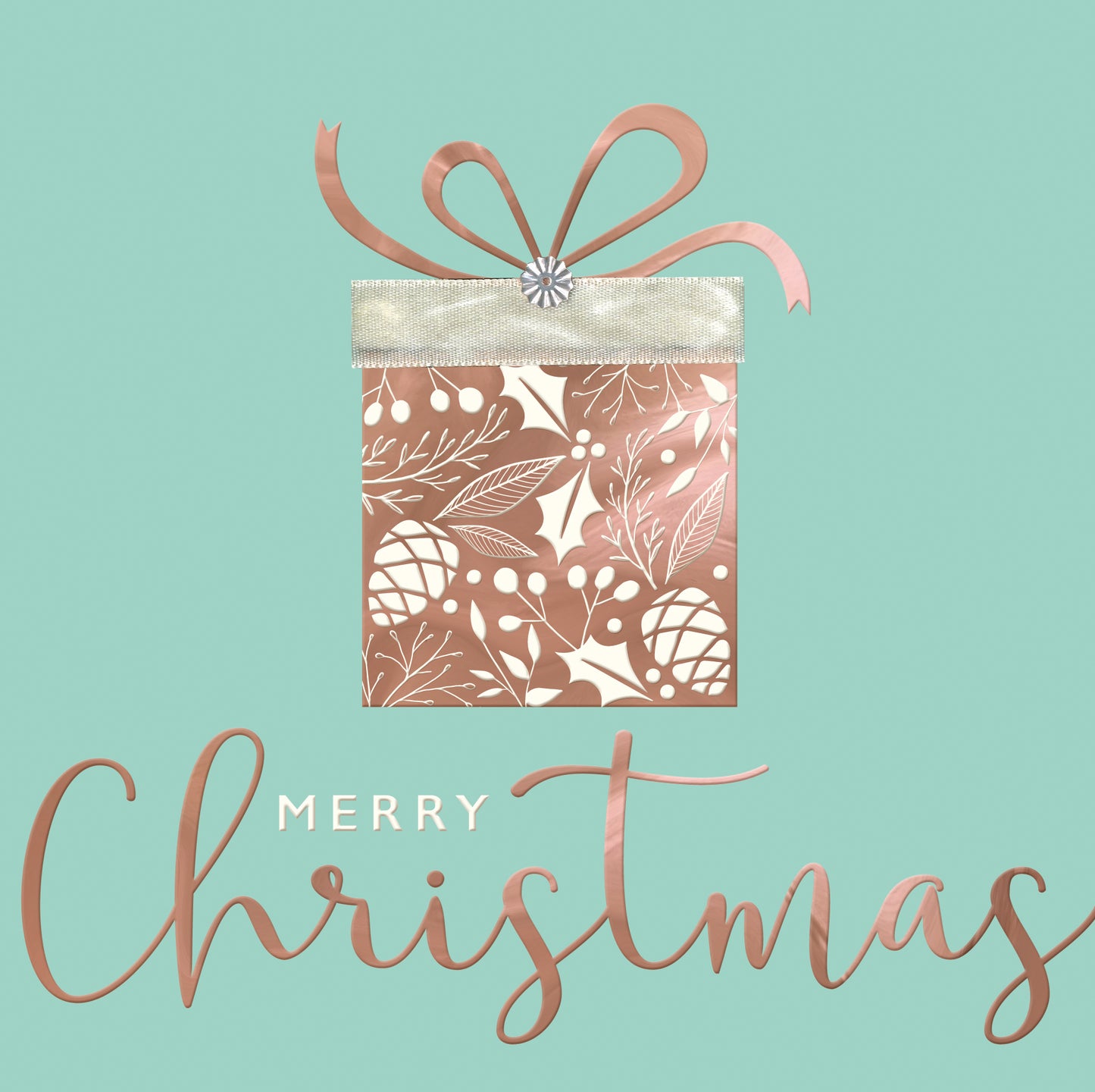 Merry Christmas Present Luxury Hand-Finished Foiled Christmas Card
