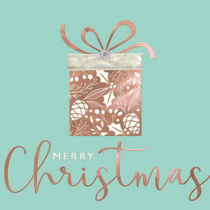 Merry Christmas Present Luxury Hand-Finished Foiled Christmas Card