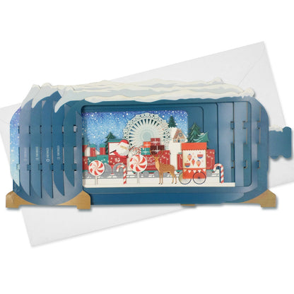 Message In A Bottle Xmas Train Pop Up Christmas Greeting Card