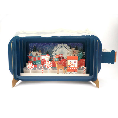 Message In A Bottle Xmas Train Pop Up Christmas Greeting Card