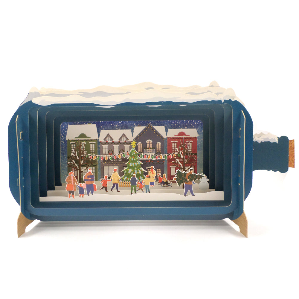 Message In A Bottle Xmas Toy Store Pop Up Christmas Greeting Card