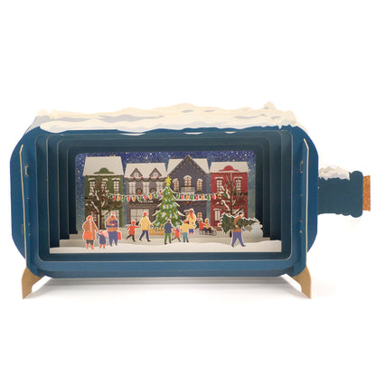 Message In A Bottle Xmas Toy Store Pop Up Christmas Greeting Card