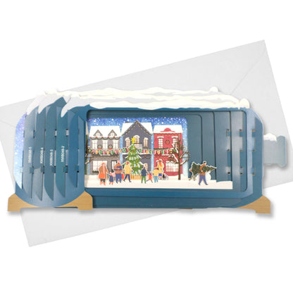 Message In A Bottle Xmas Toy Store Pop Up Christmas Greeting Card