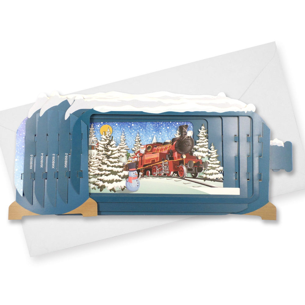 Message In A Bottle Santa Express Pop Up Christmas Greeting Card