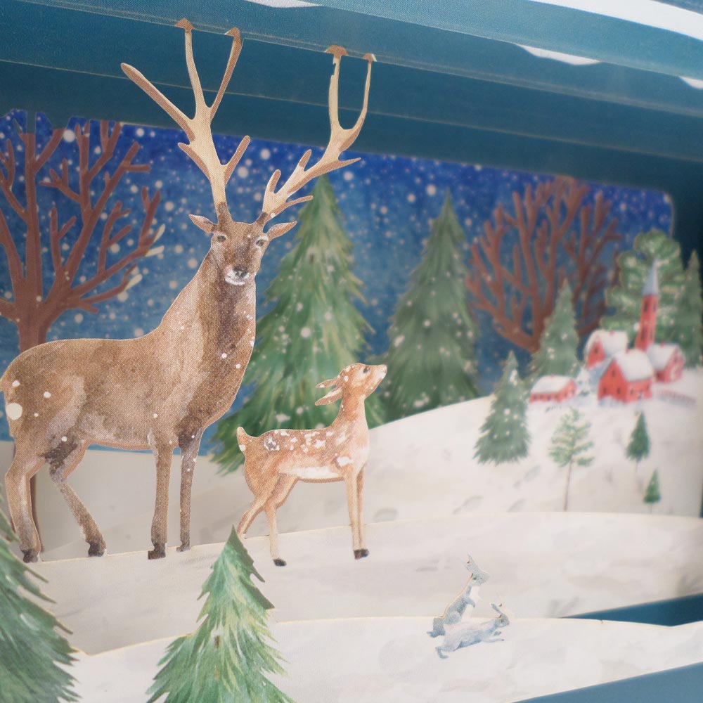 Message In A Bottle Christmas Reindeers Pop Up Christmas Card