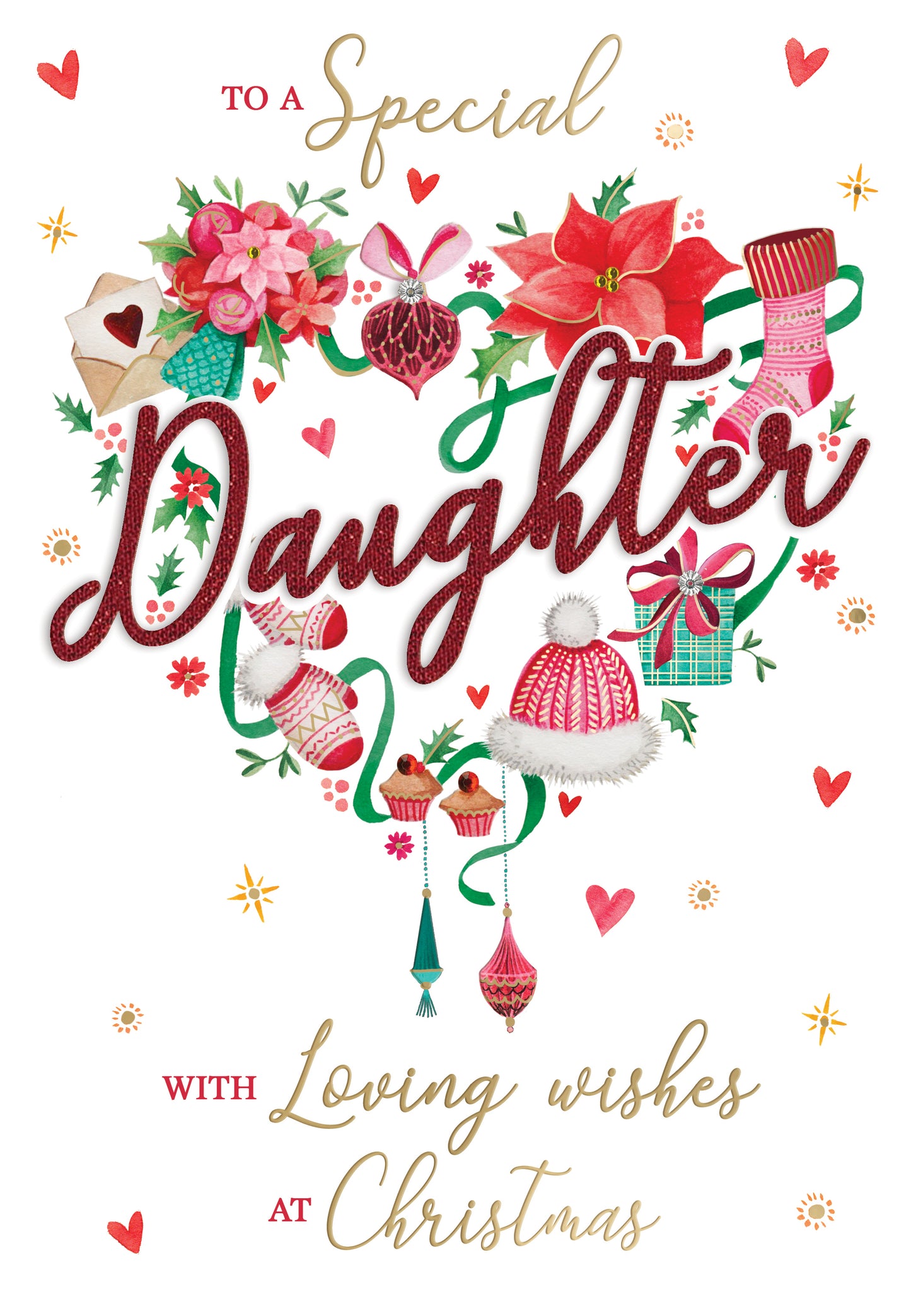 Special Daughter Festive Embellished Magnifique Christmas Card