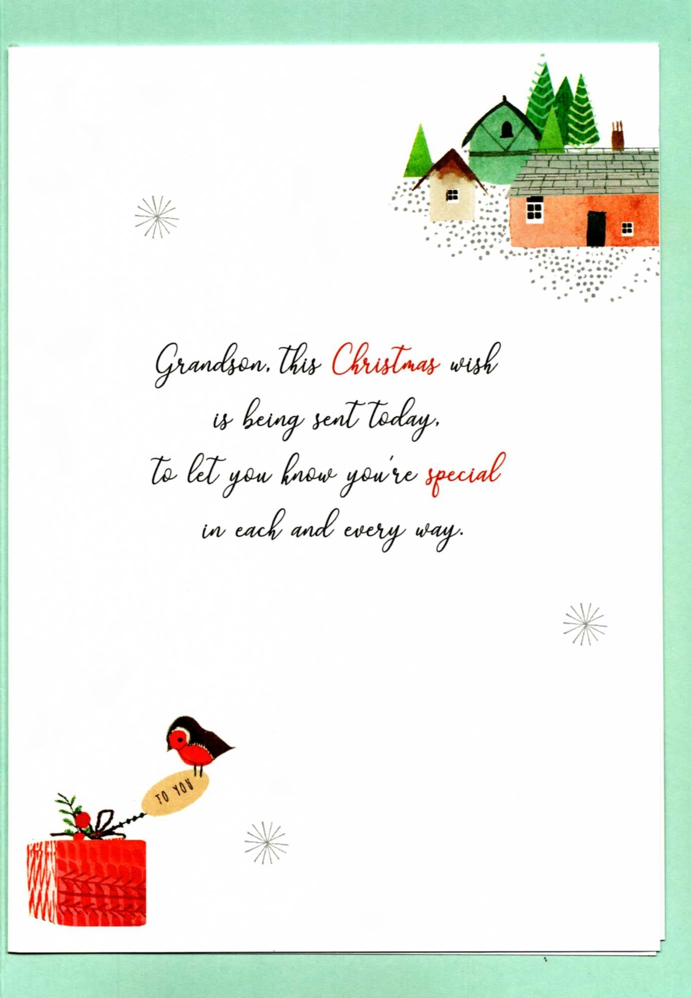 Special Grandson Santa Embellished Magnifique Christmas Card