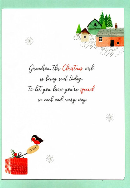 Special Grandson Santa Embellished Magnifique Christmas Card