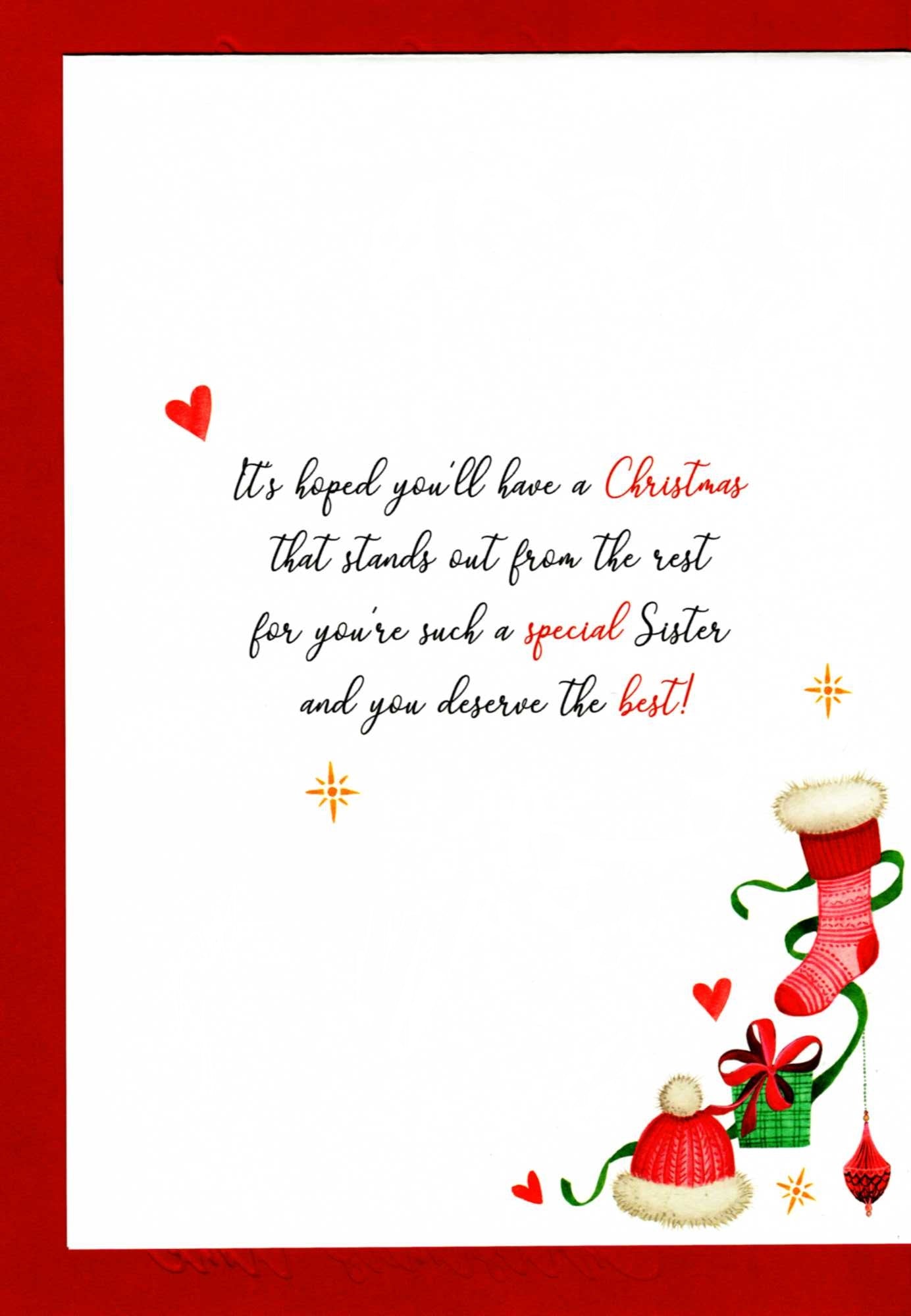 To My Wonderful Sister Embellished Magnifique Christmas Card