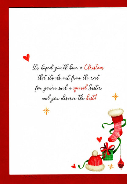 To My Wonderful Sister Embellished Magnifique Christmas Card