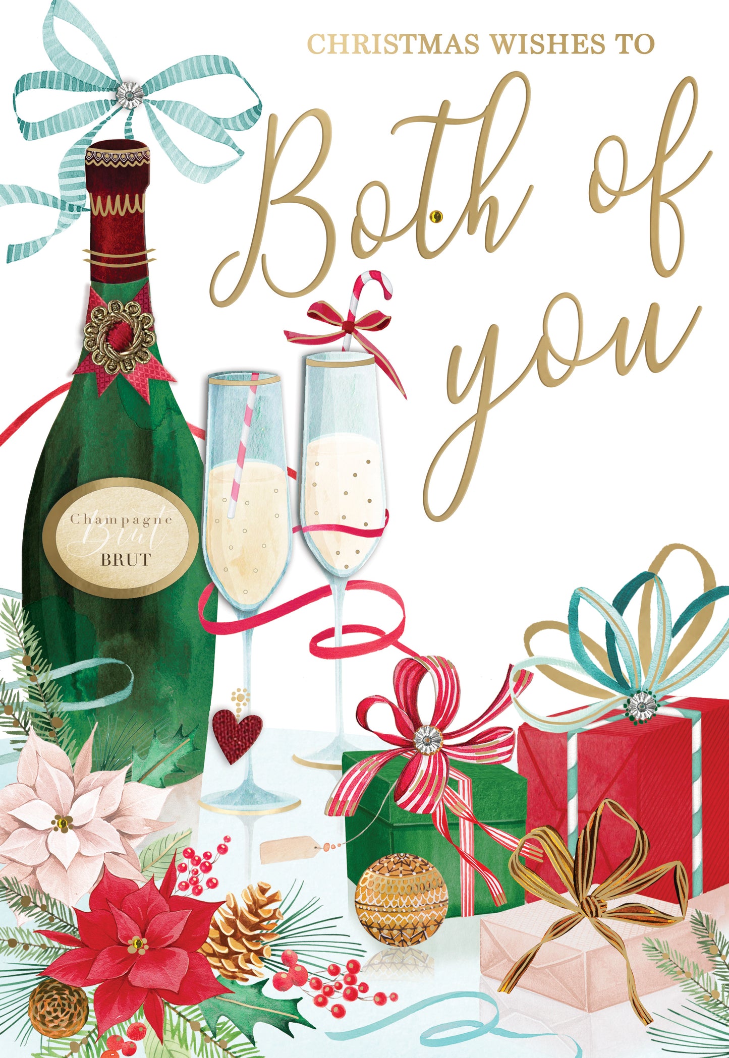 Both Of You Champagne Embellished Magnifique Christmas Card