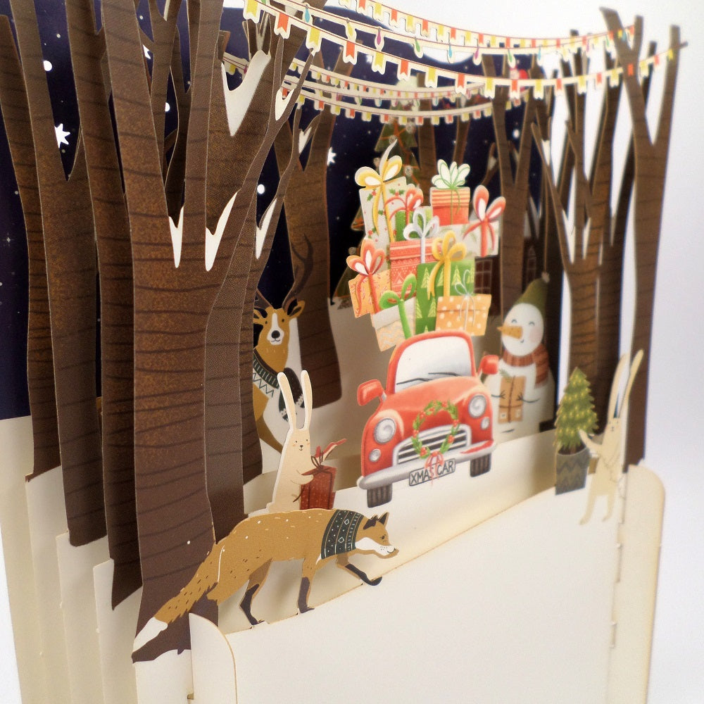 Xmas Car Full Of Presents 3D Pop Up Christmas Greeting Card