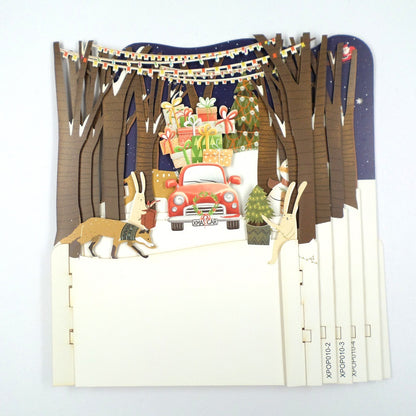 Xmas Car Full Of Presents 3D Pop Up Christmas Greeting Card