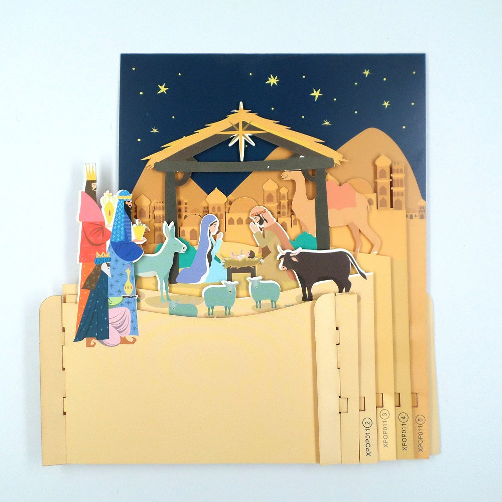 Xmas Nativity Of Jesus Scene 3D Pop Up Christmas Greeting Card
