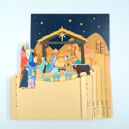 Xmas Nativity Of Jesus Scene 3D Pop Up Christmas Greeting Card