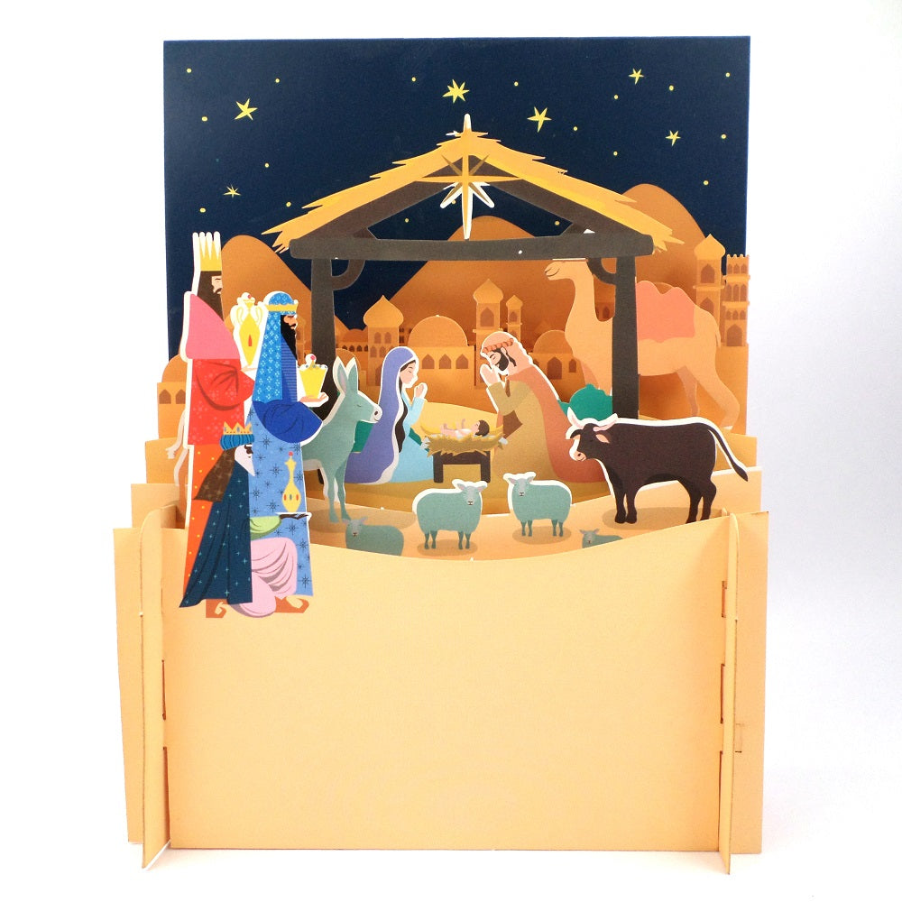 Xmas Nativity Of Jesus Scene 3D Pop Up Christmas Greeting Card