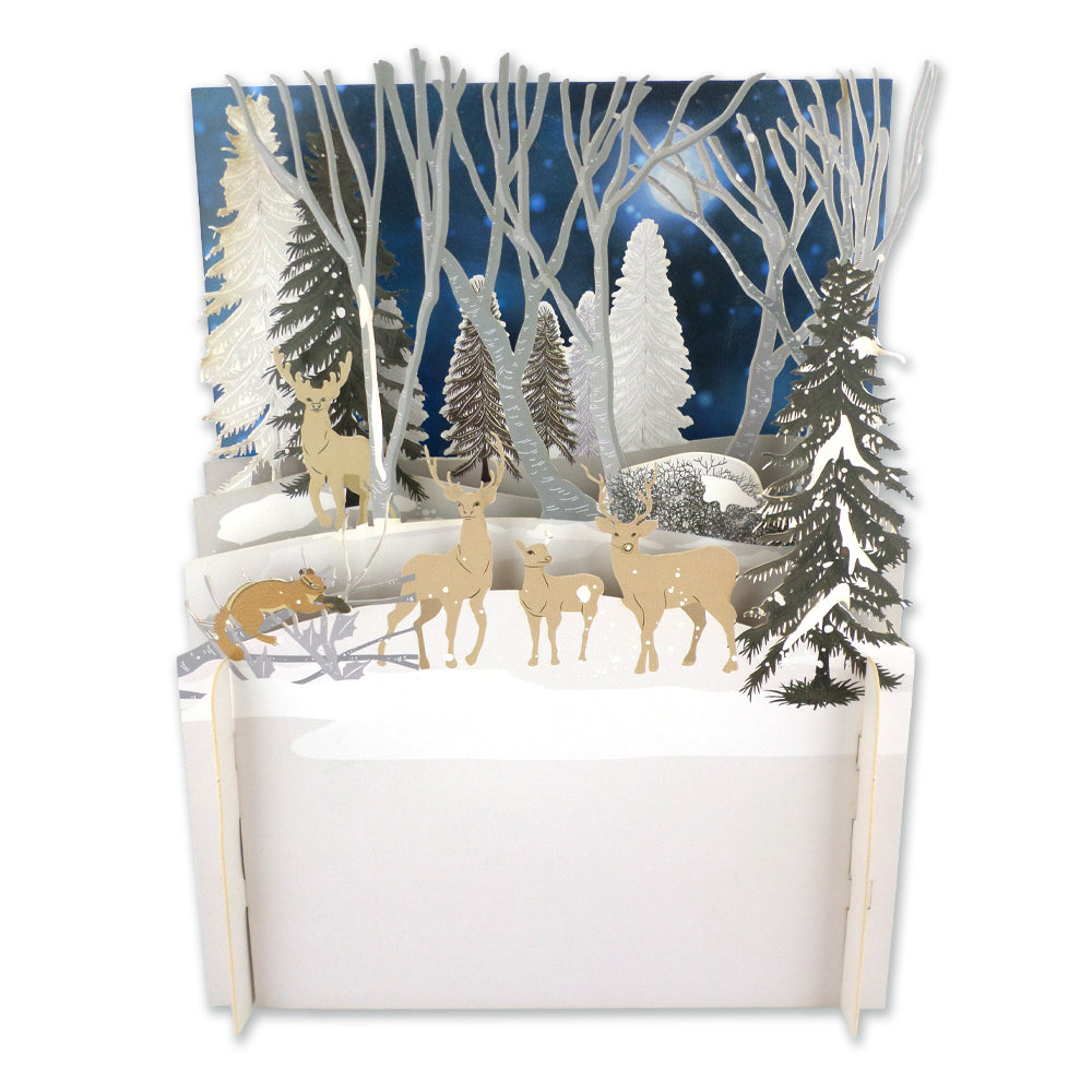 Winter Woodland Reindeer 3D Pop Up Christmas Greeting Card