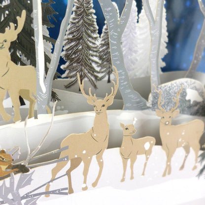 Winter Woodland Reindeer 3D Pop Up Christmas Greeting Card